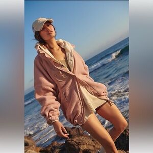 NWOT Free People Hit The Trails Fleece Jacket Light Pink XS